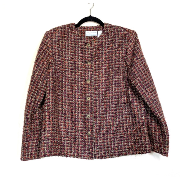 Alfred Dunner‎ Blazer Womens 12 Petite Boucle Multicolor Lined Tweed Jacket - Picture 1 of 8